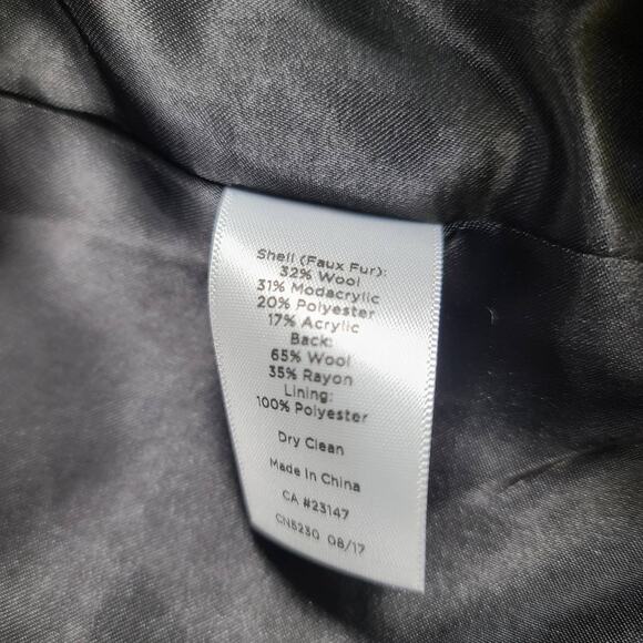 Talbots Black White Plaid Wool Blend Faux Fur Lined Long Vest Large - Picture 4 of 5